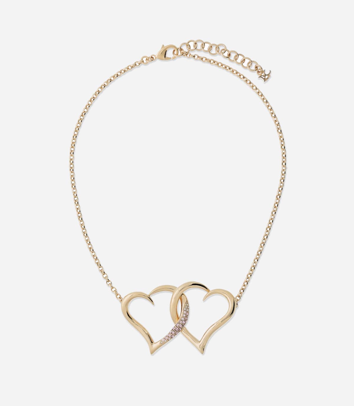 COLLIER DOUBLE COEUR STRASS