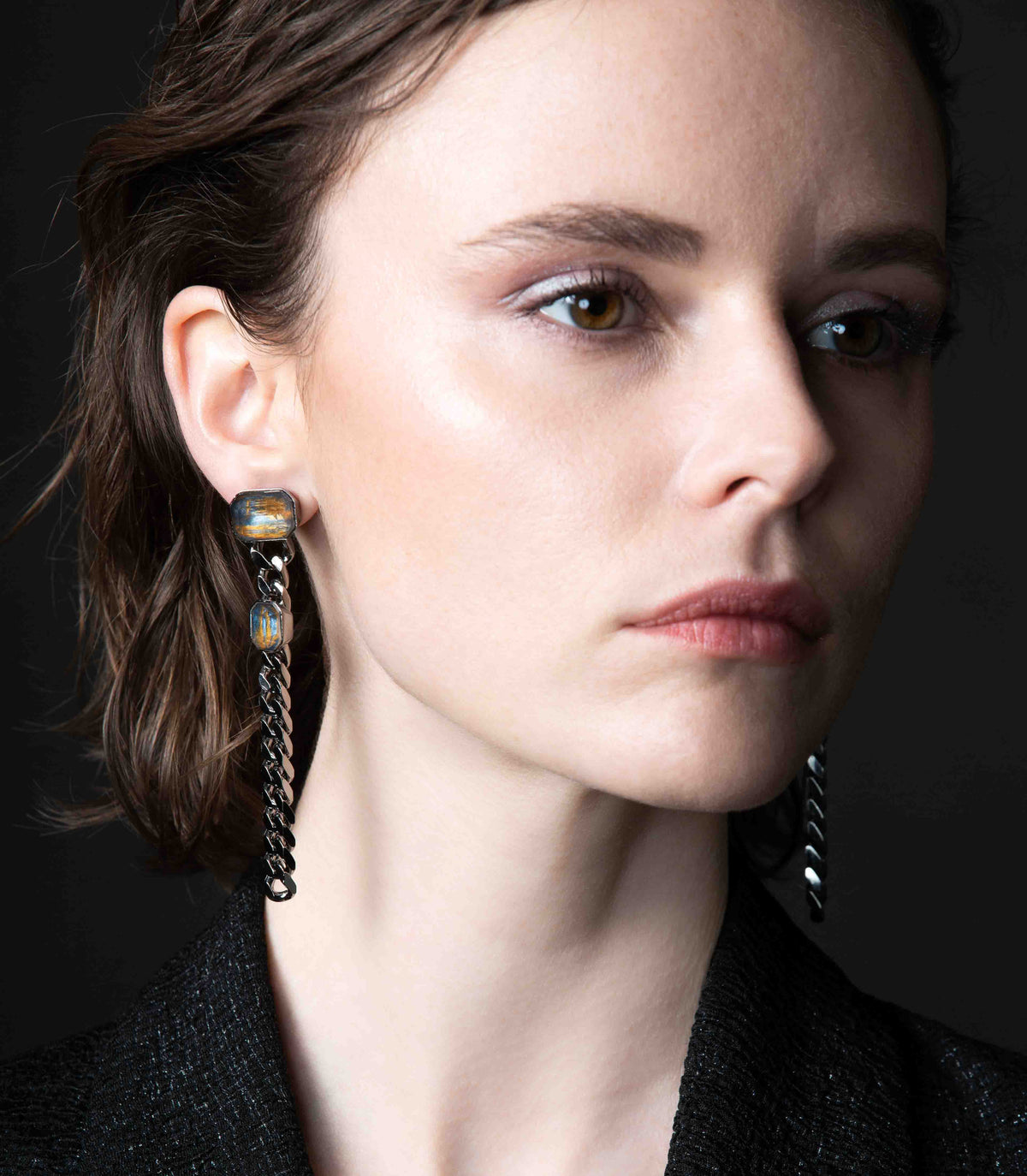 NEBULA TWO STRASS EARRINGS