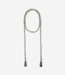 Collier écharpe argenté chaines et strass
