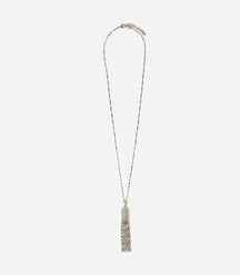 Collier argenté pompon chaines et strass