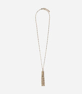 Collier doré pompon chaines et strass