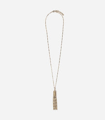 Collier doré pompon chaines et strass