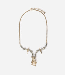 Collier perles et cristal de roche doré