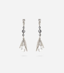 Boucles d'oreilles perles et cristal de roche argentées