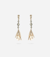 Boucles d'oreilles perles et cristal de roche dorées