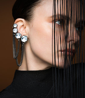 BIJOU D'OREILLE CHAÎNES ET STRASS ALMA